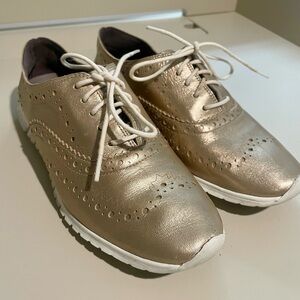 Cole Haan Gold Brogue Sneakers with Athletic Sole